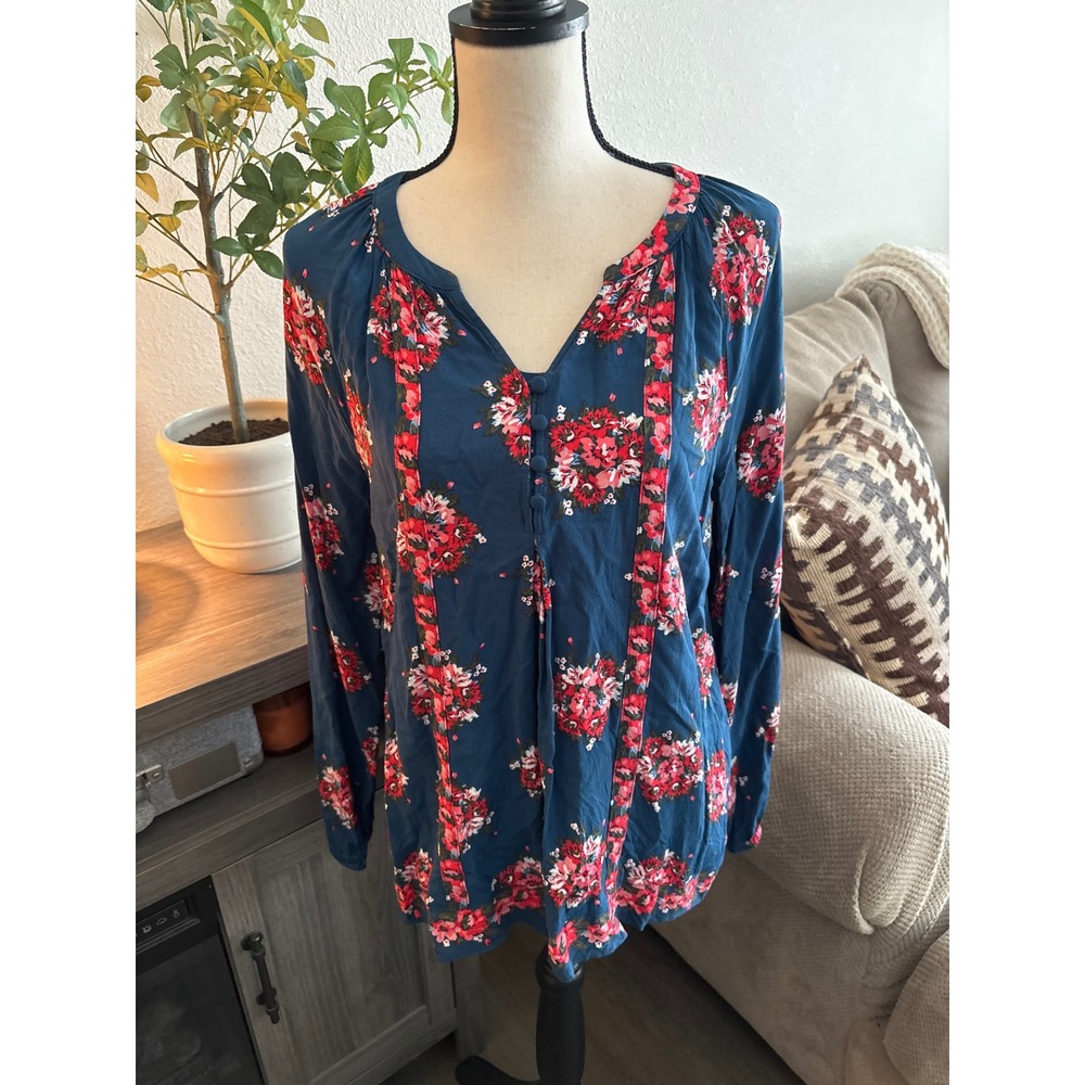 Matilda Jane medium women's blue floral long sleeve top